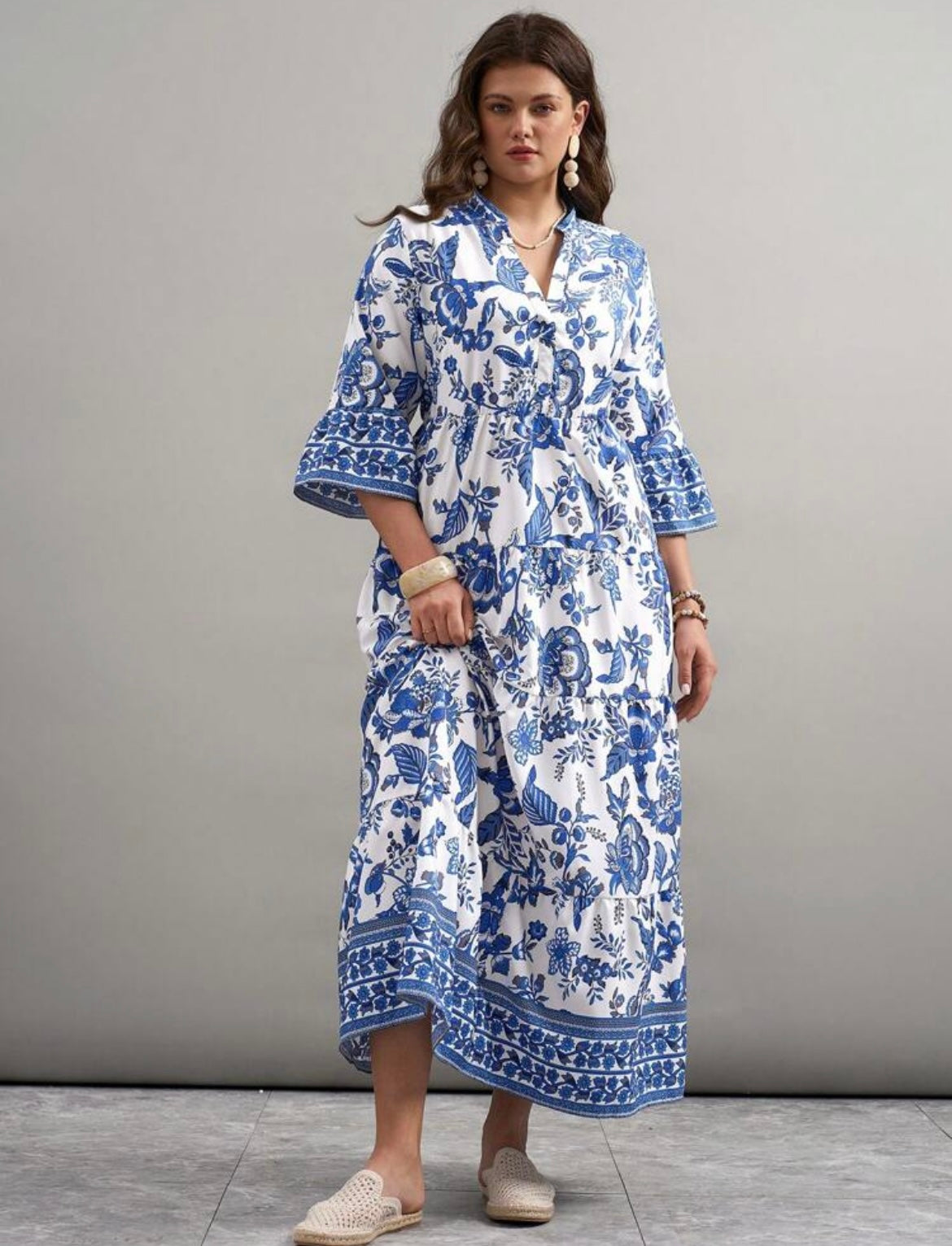 Maxi Blue & White Dress