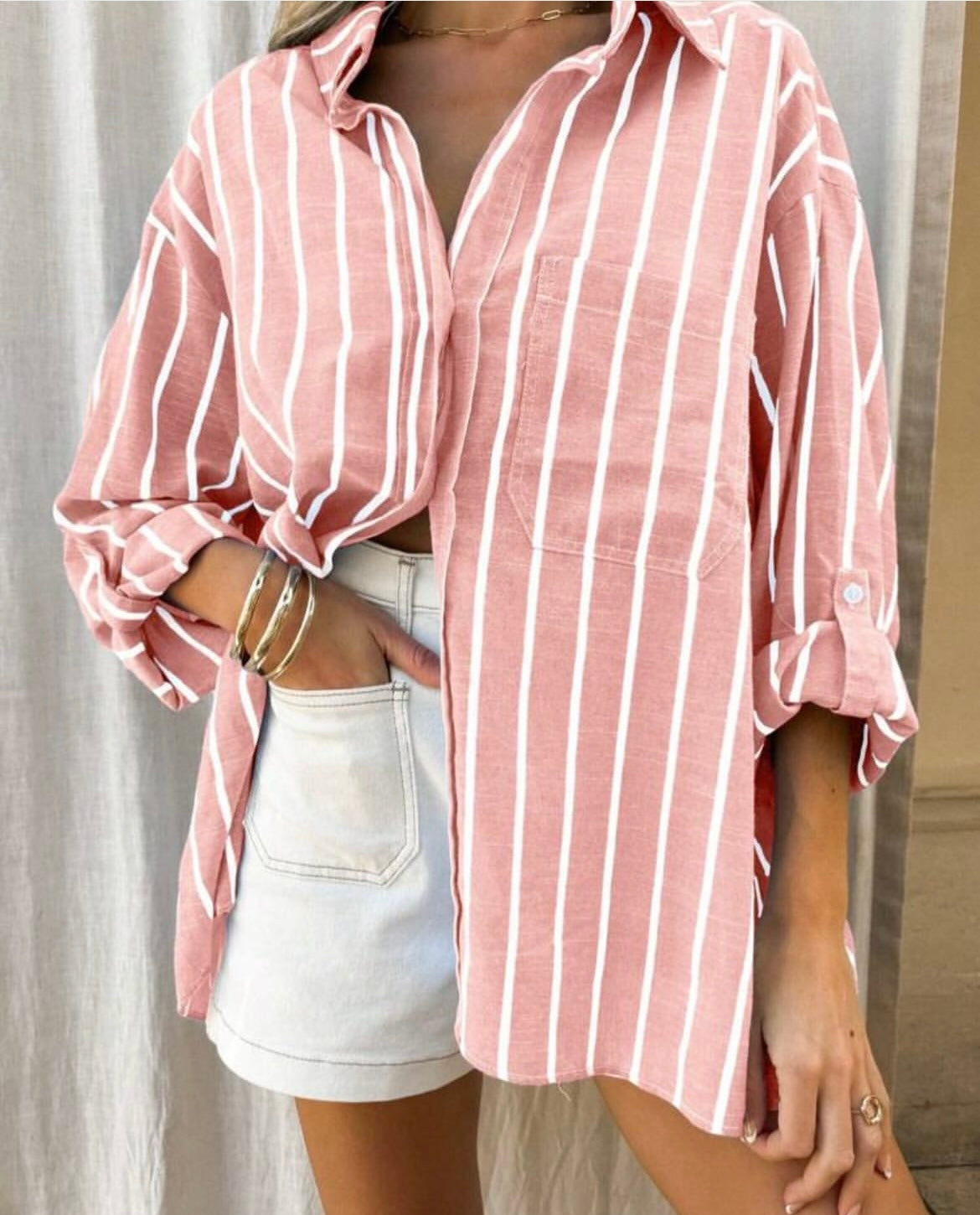 Over size stripped Chemise