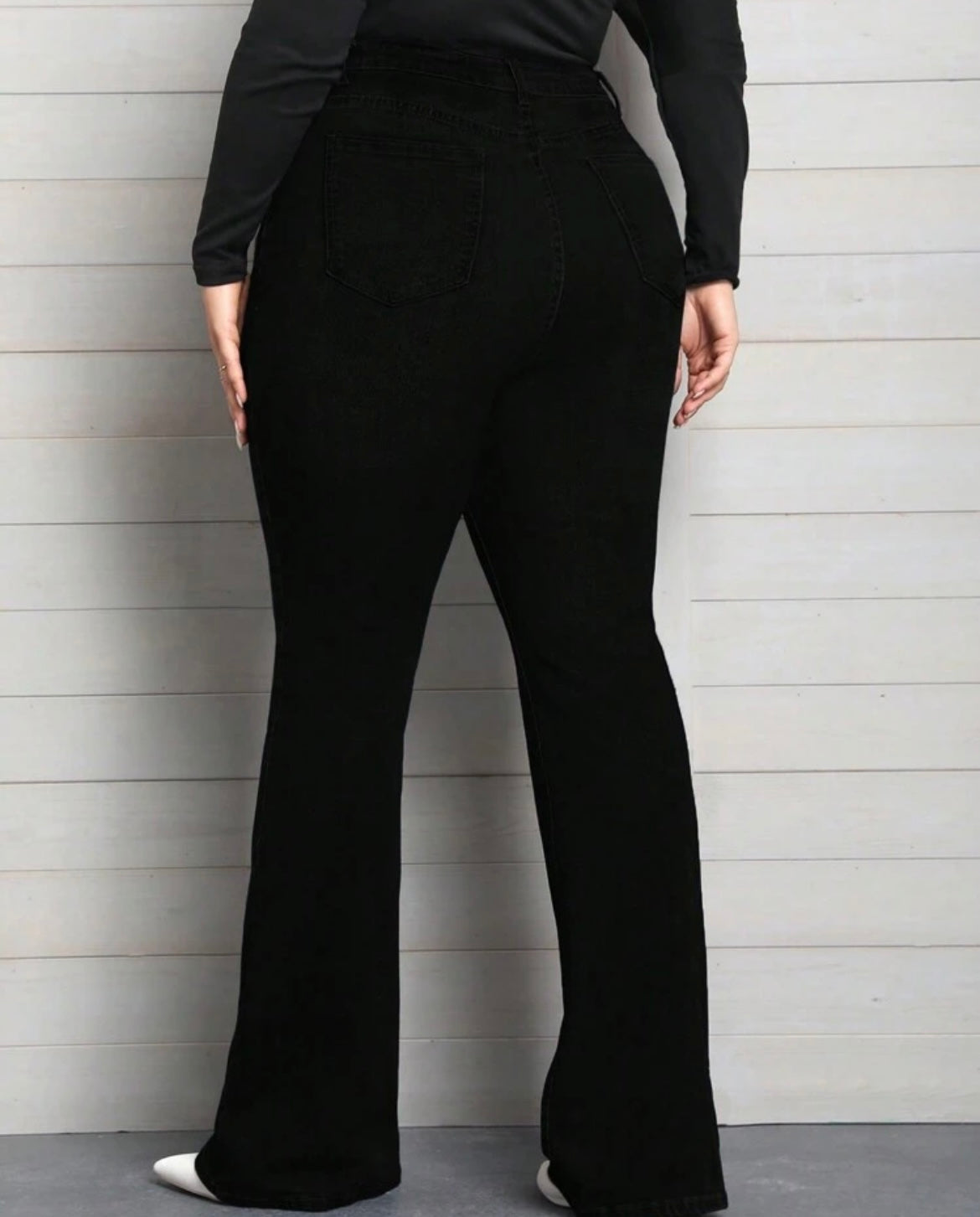 Black Plus-size Flare Denim Jeans