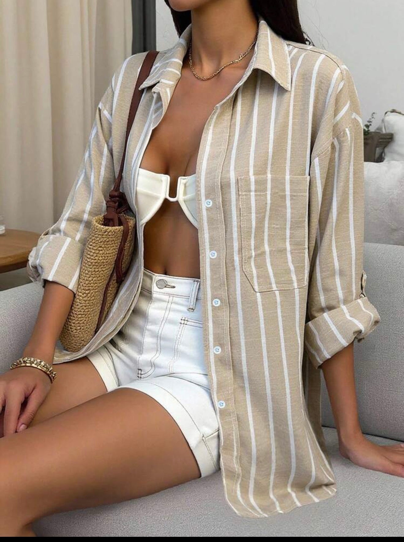 Oversized Linen striped chemise
