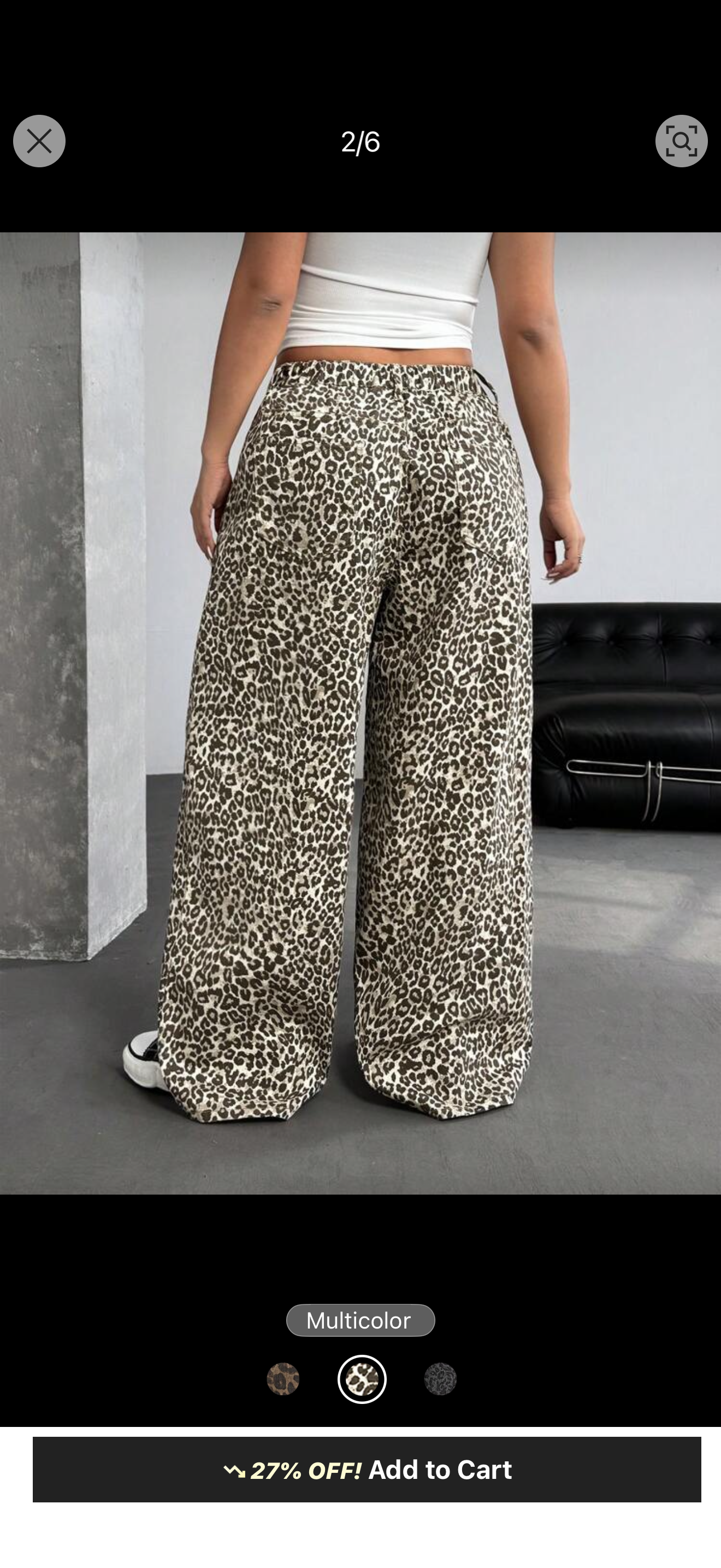 Leopard Denim Baggy pants