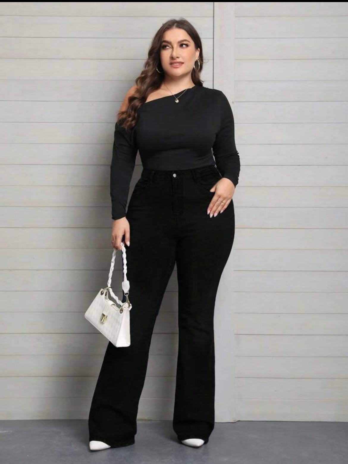 Black Plus-size Flare Denim Jeans