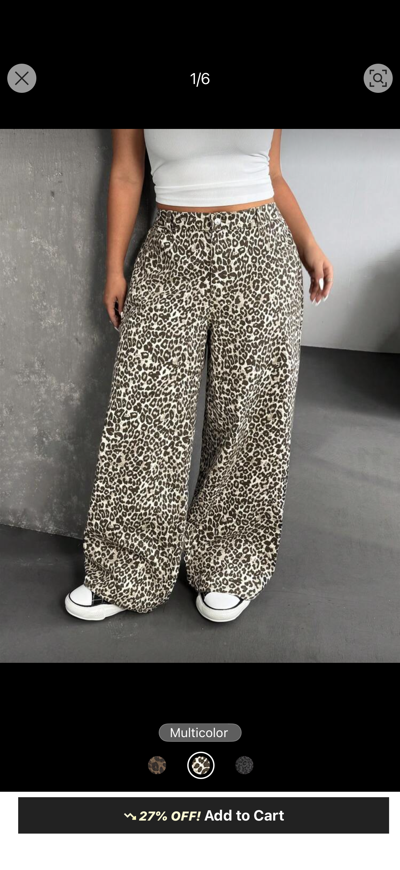 Leopard Denim Baggy pants