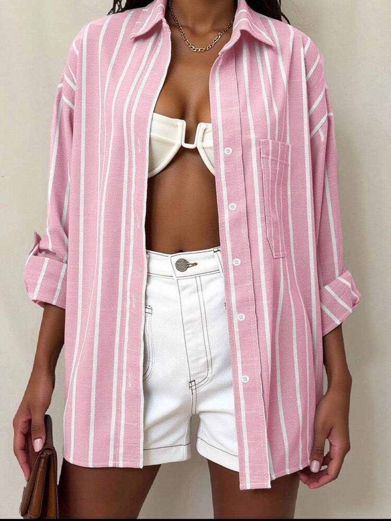 Oversized Linen striped chemise