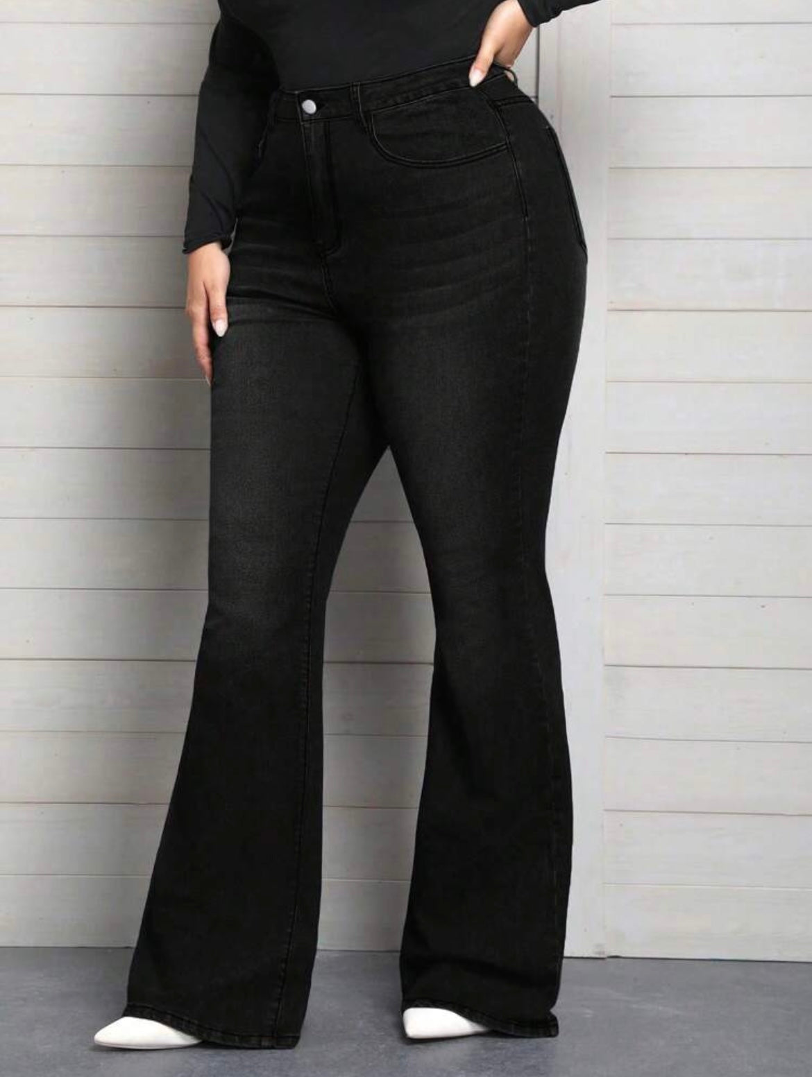 Washed Plus-size Denim Pants