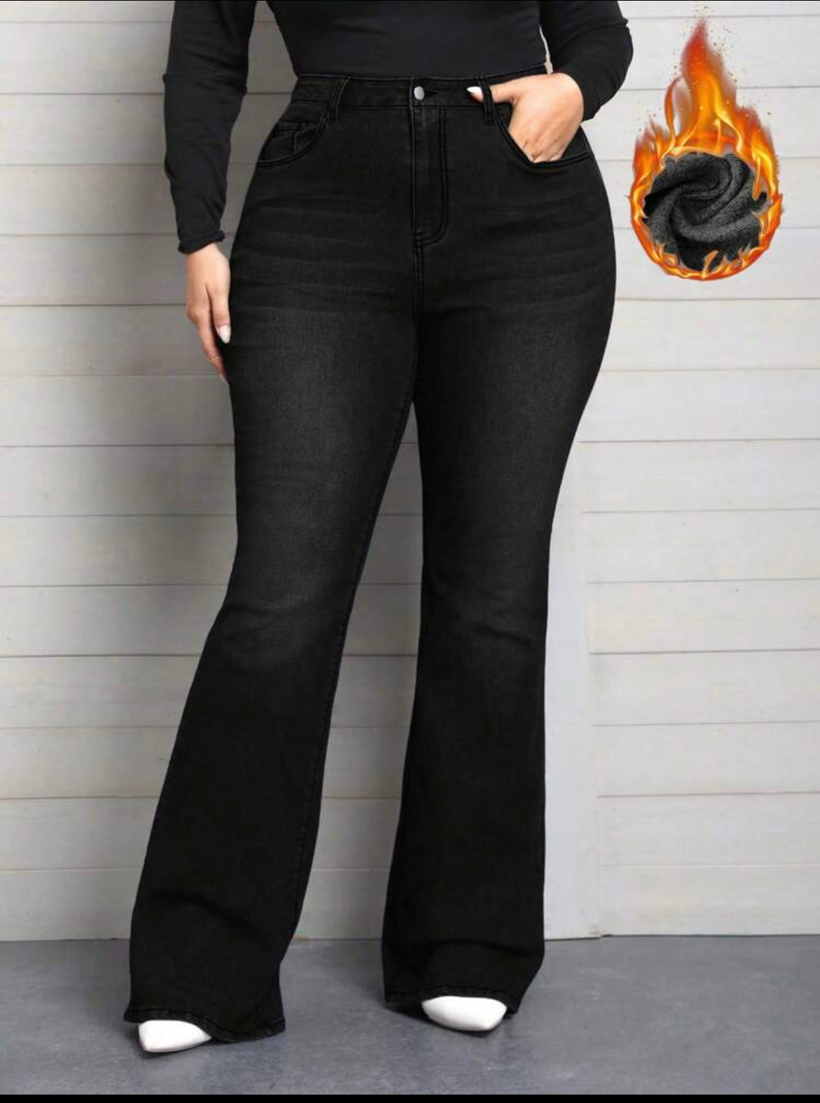 Washed Plus-size Denim Pants