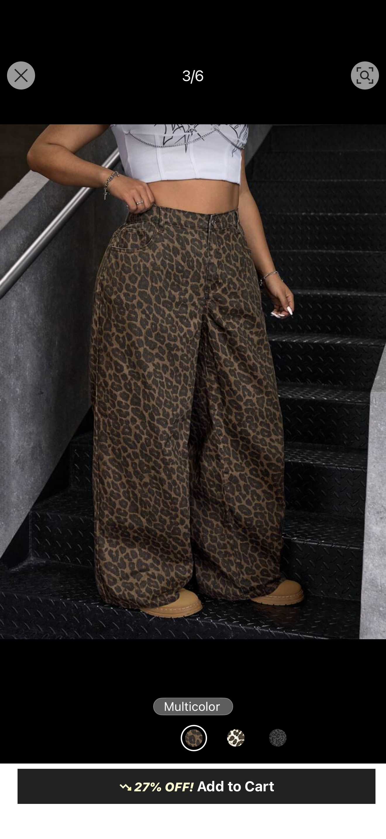 Leopard Denim Baggy pants