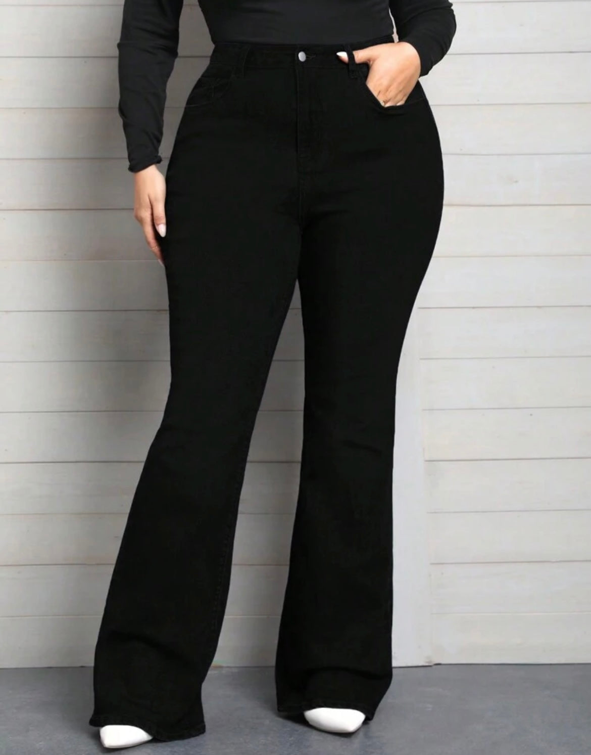 Black Plus-size Flare Denim Jeans