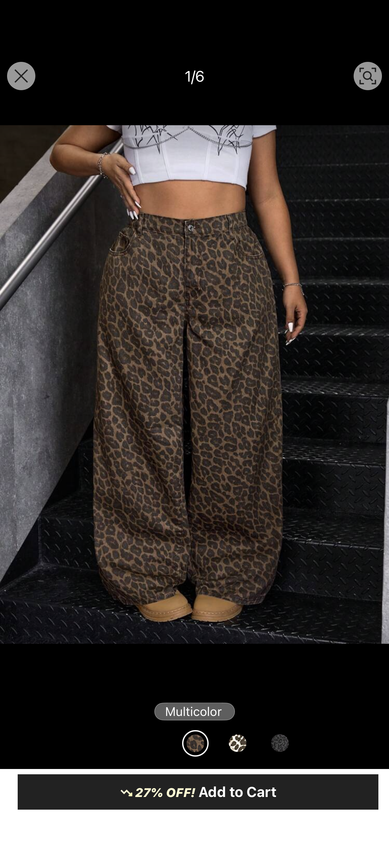 Leopard Denim Baggy pants