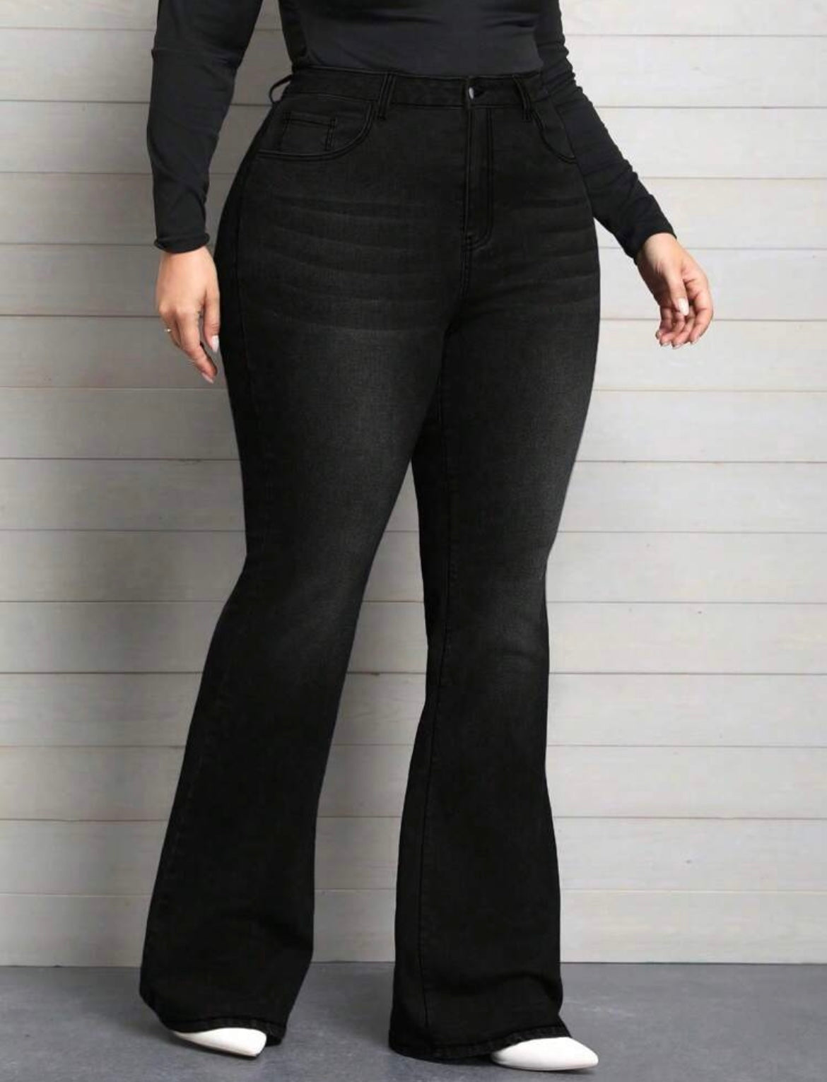 Washed Plus-size Denim Pants