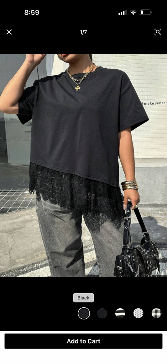 Lace asymmetrical tshirt