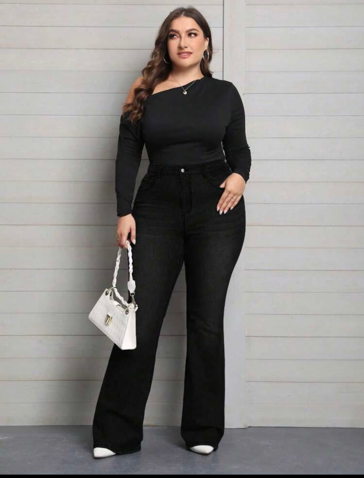 Washed Plus-size Denim Pants