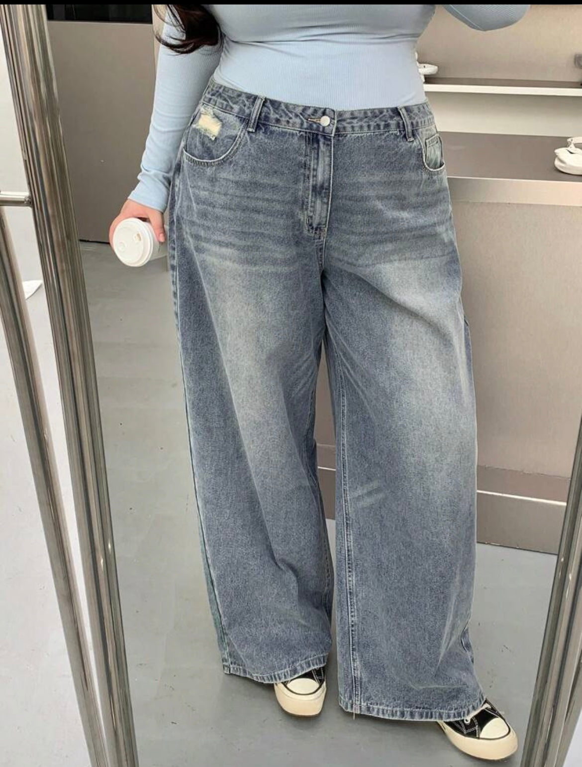 Plus size Straight Wide Leg Denim