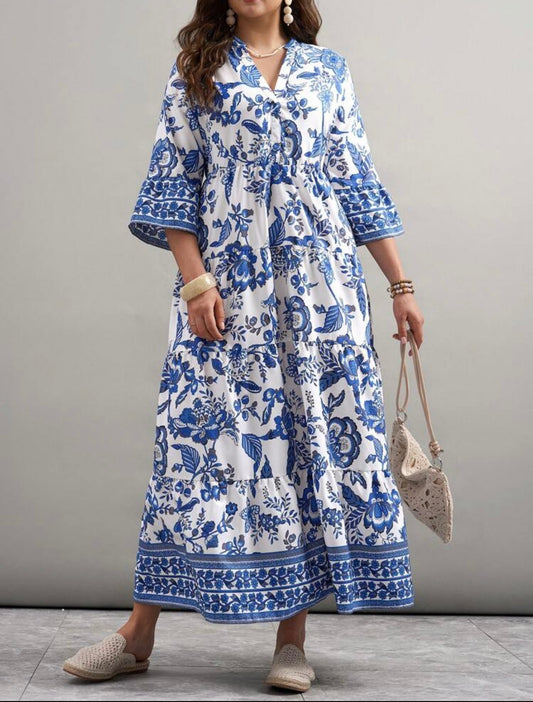 Maxi Blue & White Dress