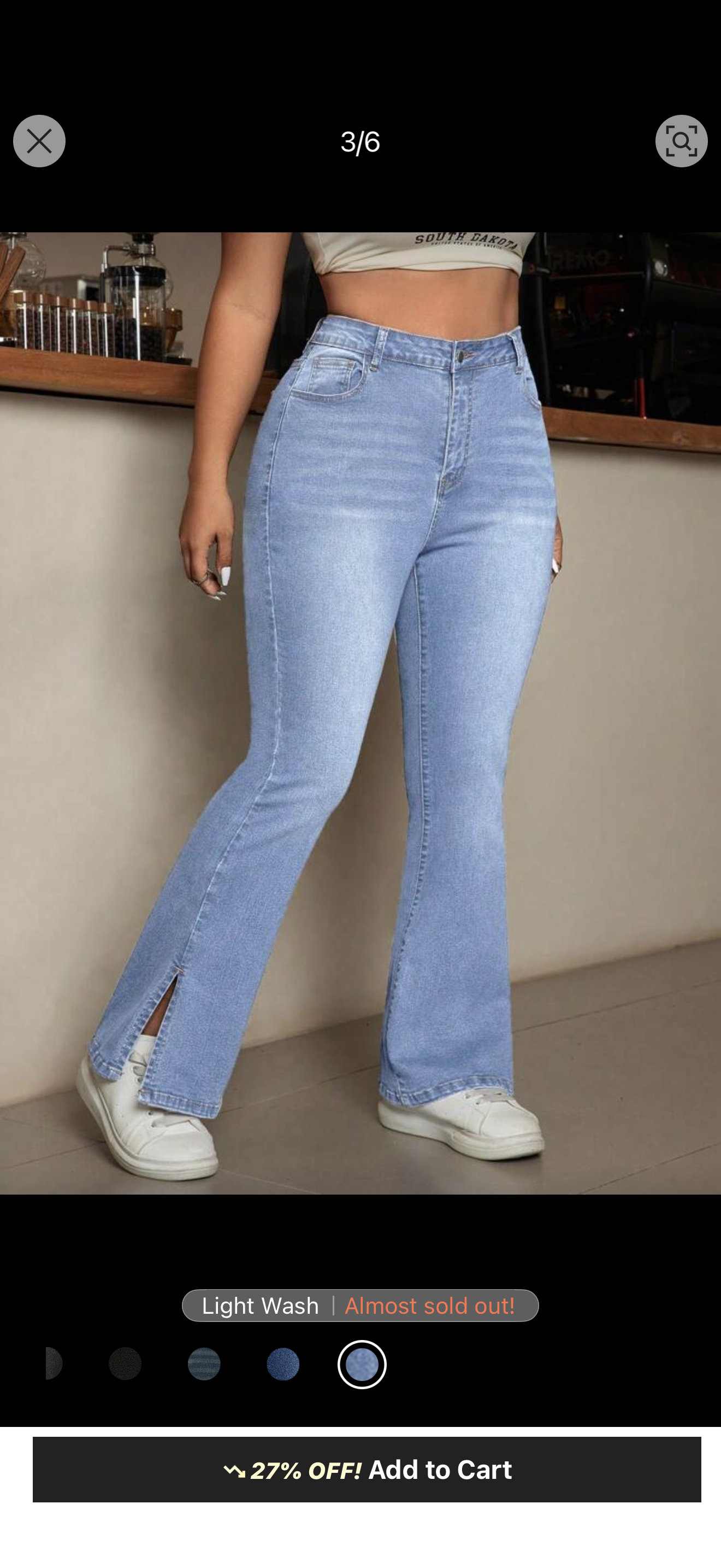 Flare denim side split pants