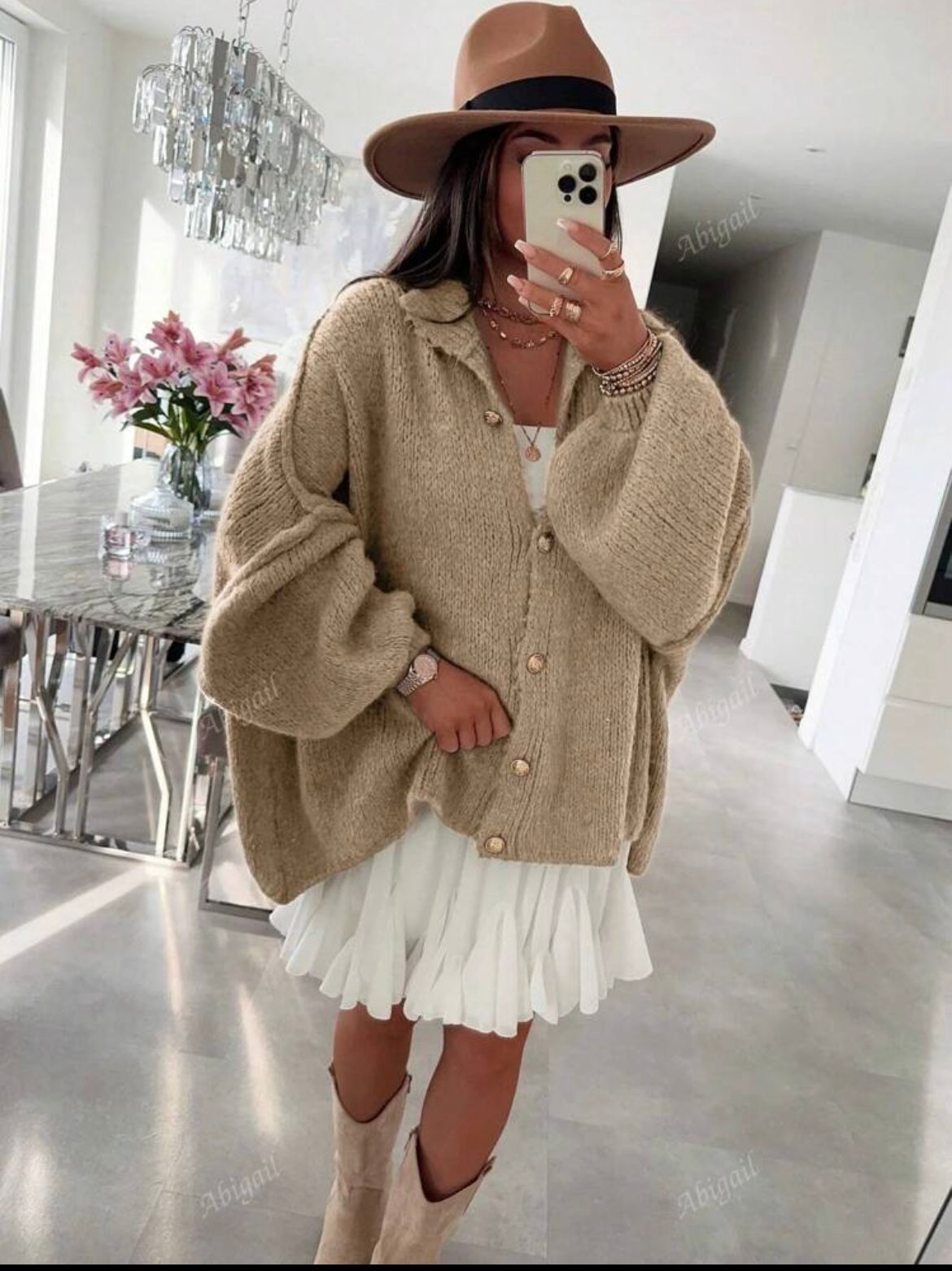 High Neck Round Cardigan