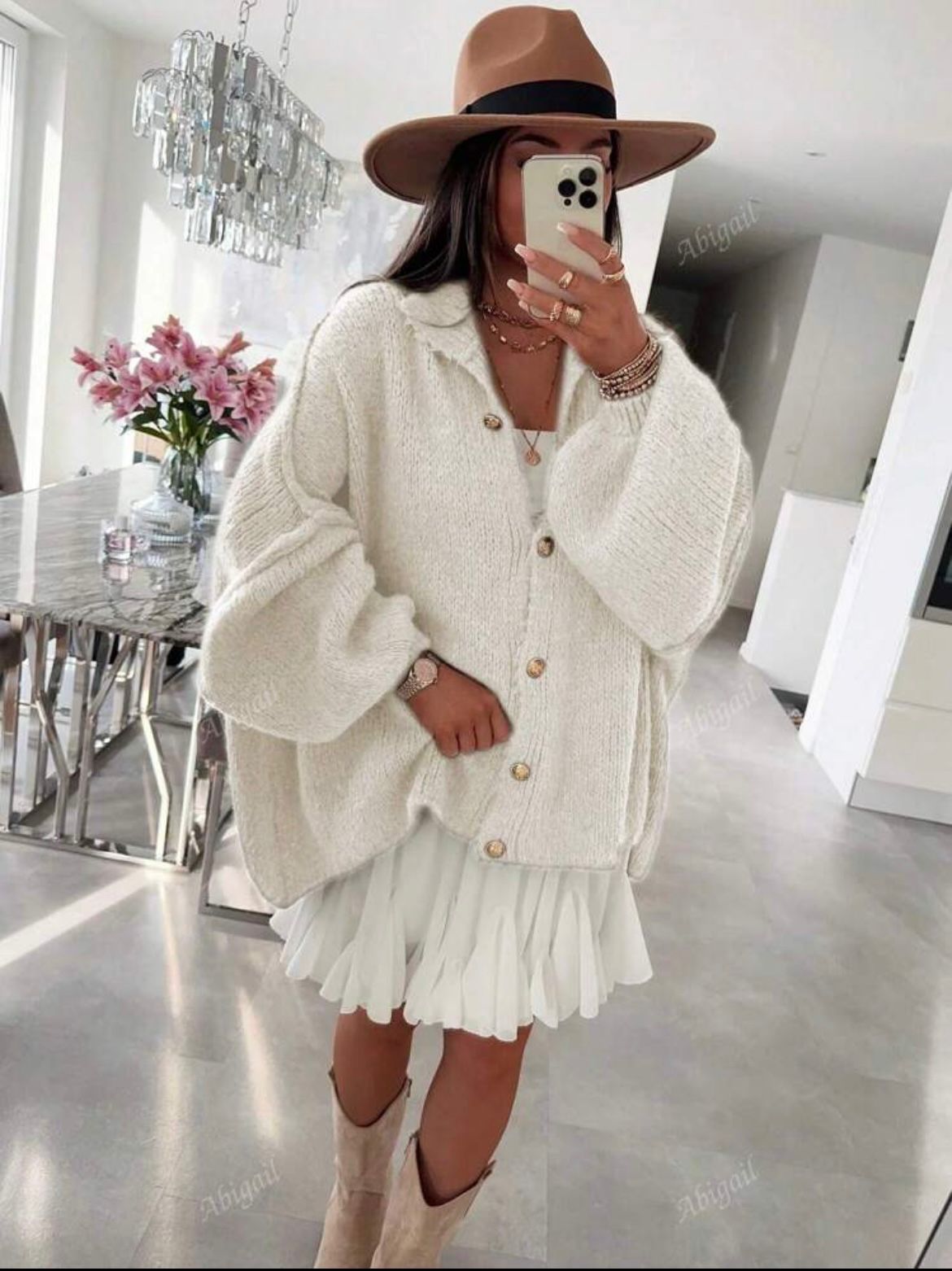 High Neck Round Cardigan