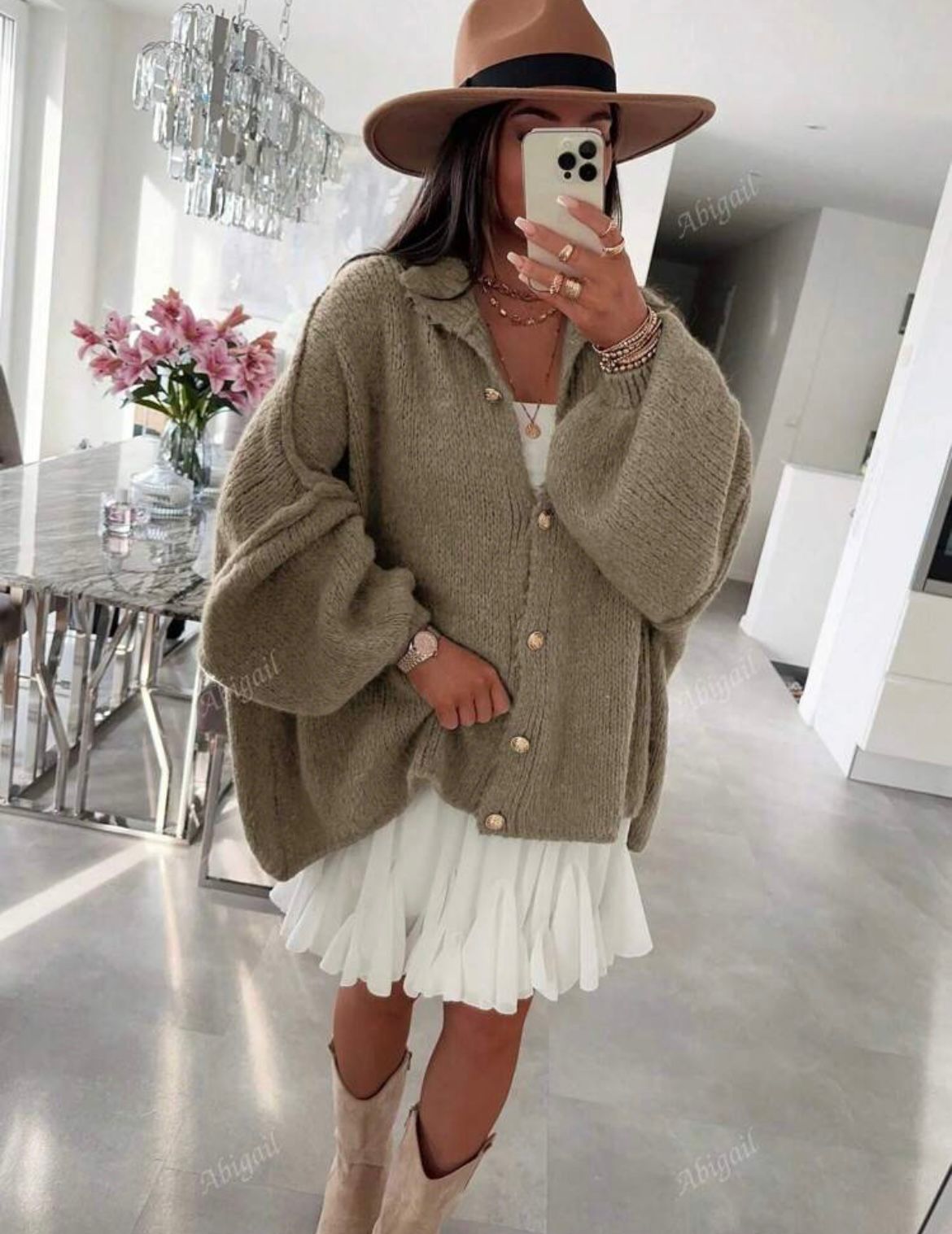 High Neck Round Cardigan